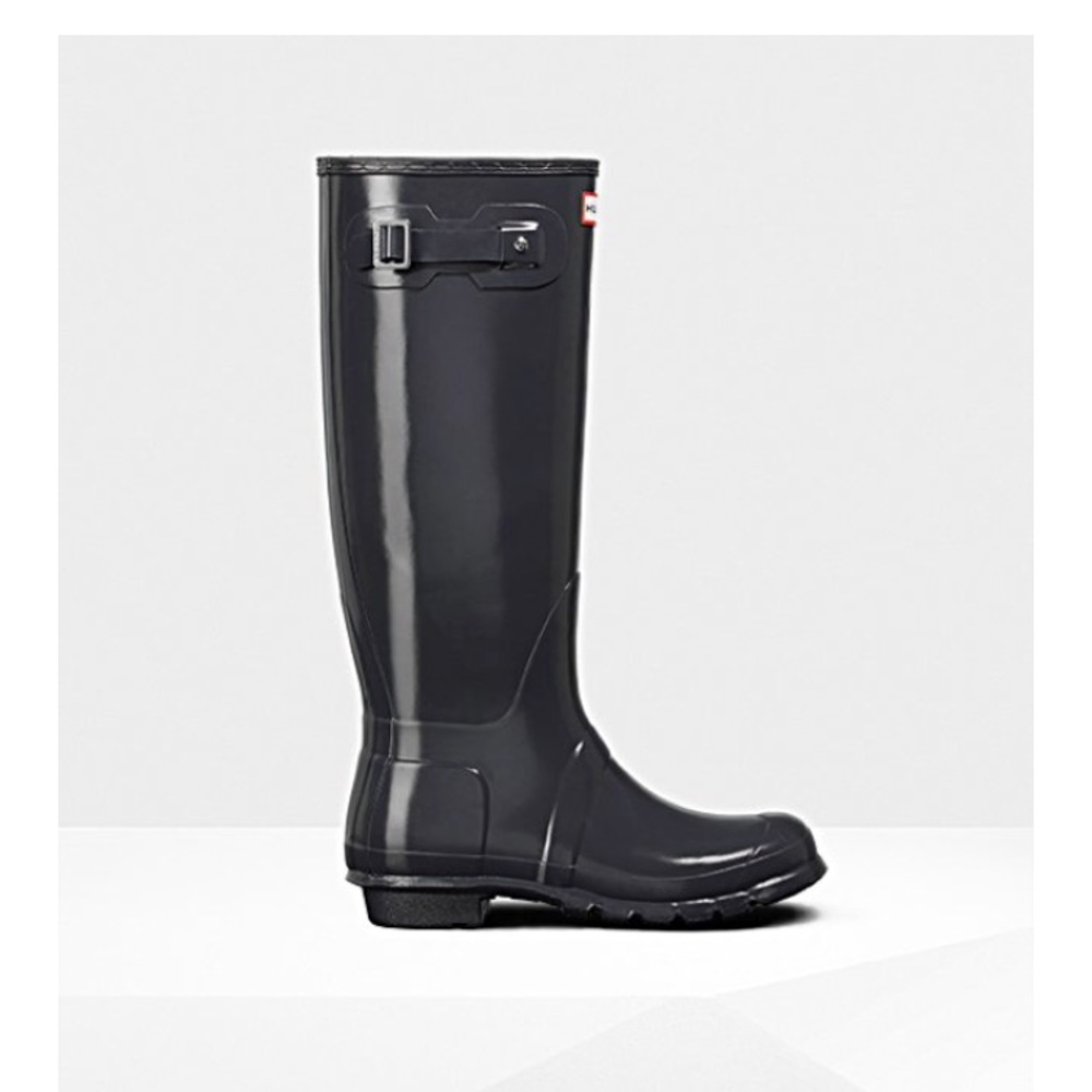 Grey Glossy Hunter Rain Boots 6 or 7